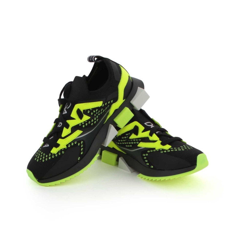 Dolce and Gabbana black neon green sneakers 35